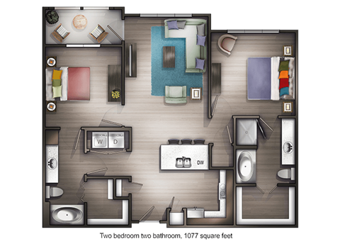 2 bedroom 2 bathroom Shiloh Floor Plan at Avenue C, Billings, MT, 59102